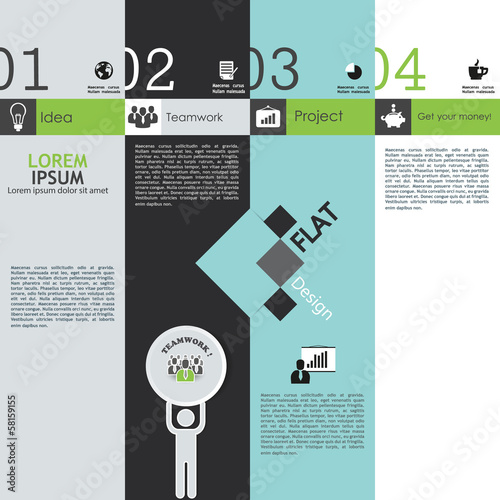 Four steps for infographics options. Four numbered banners 