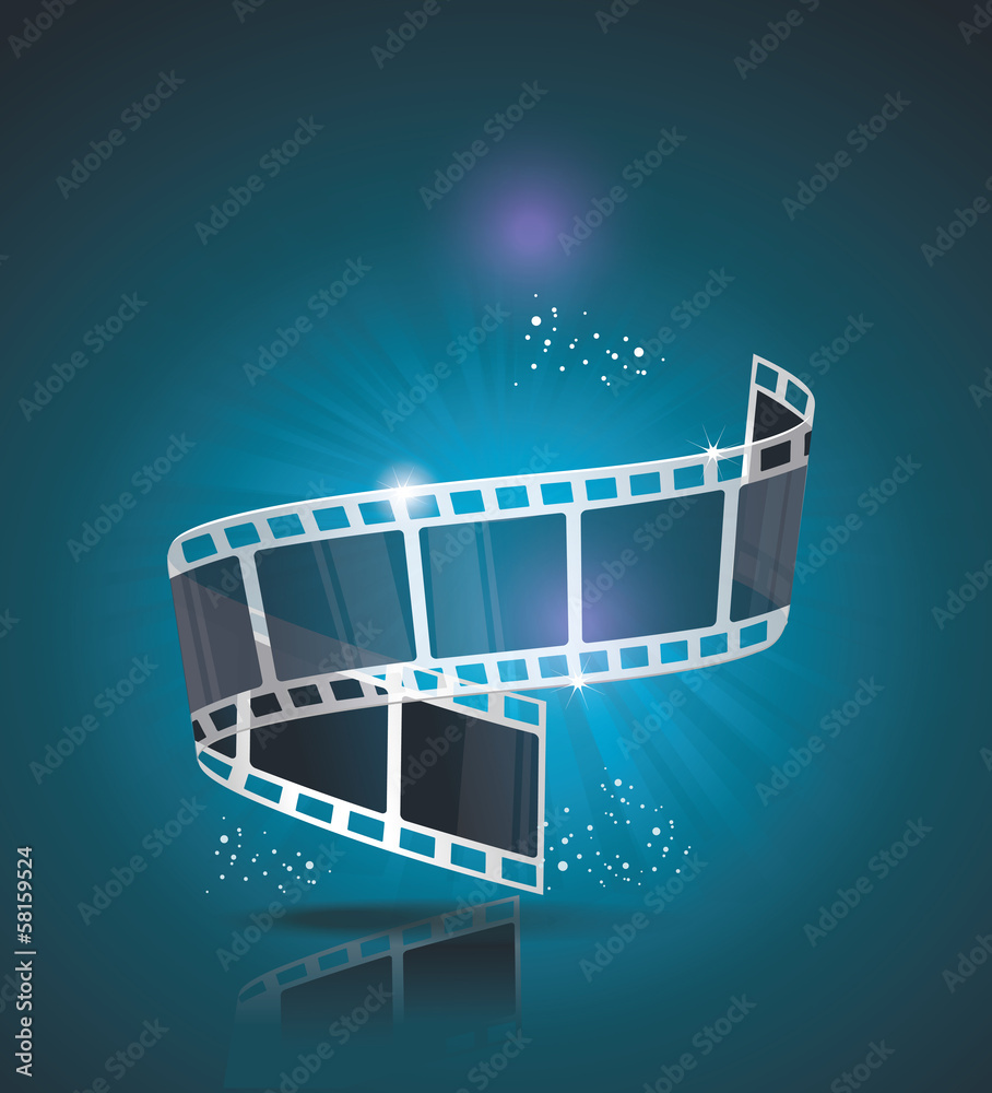 Obraz premium Old Cinema banner with stripe roll. Vector cinema background.