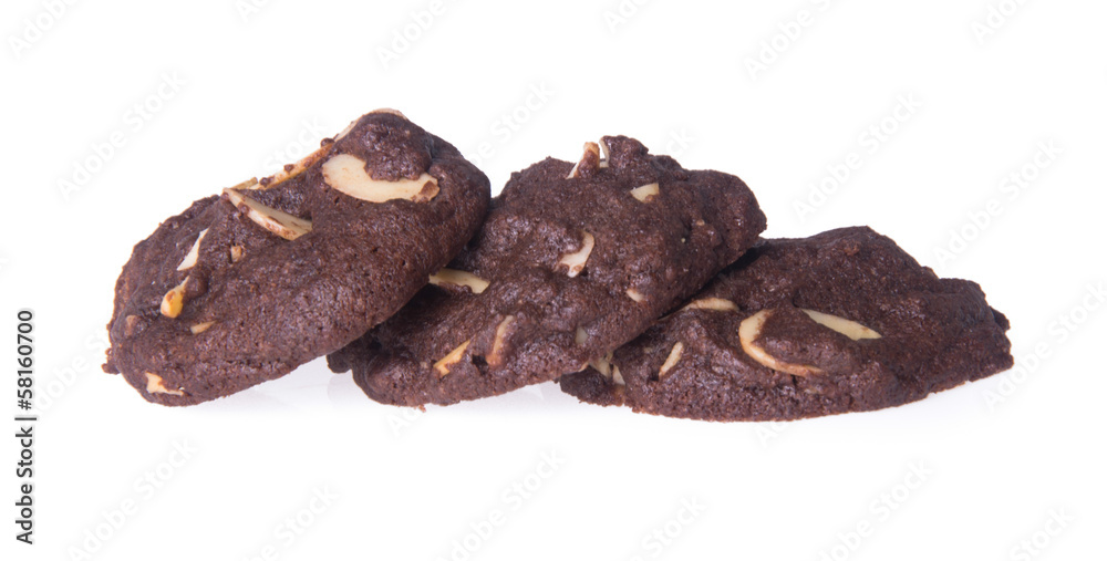 Almonds chocolate chips cookies on background Almonds chocolate chips cookies on background