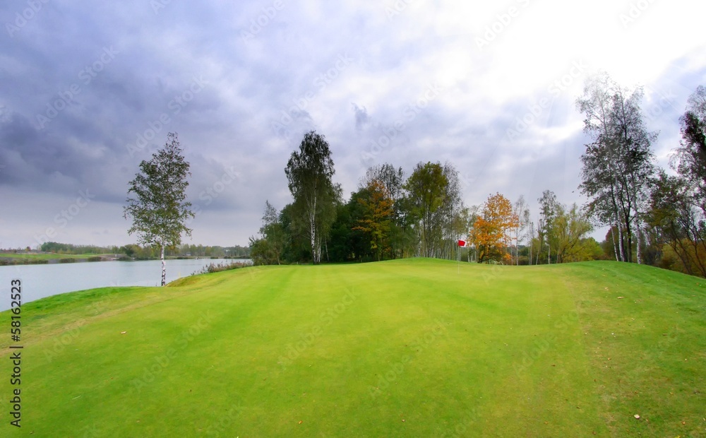 Golf course landscape and green