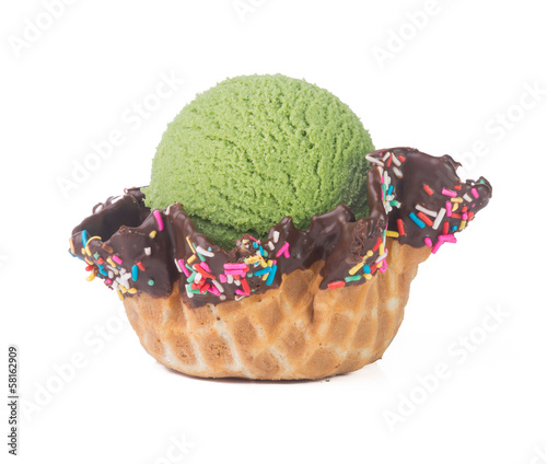 ice cream. green tea ice cream on a background