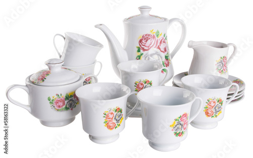 tea sets. tea sets on a background