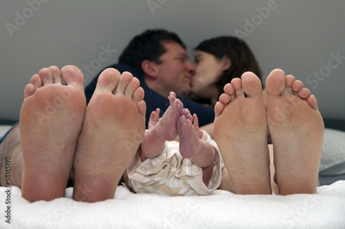family happiness with newborn baby