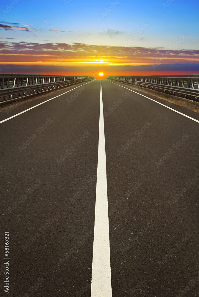 Fototapeta premium sunset over the road
