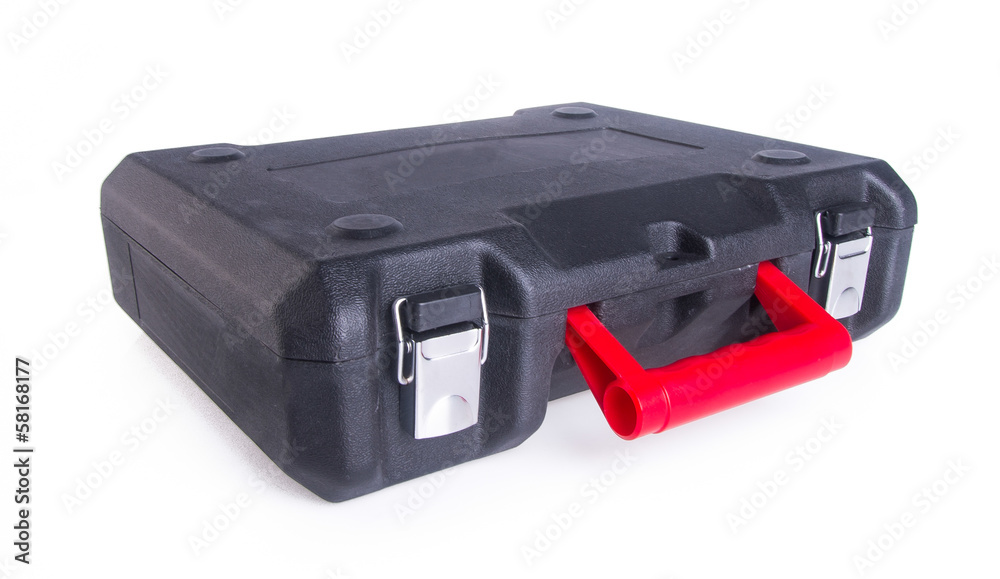 Black plastic tool box on the background Black plastic tool box on the background