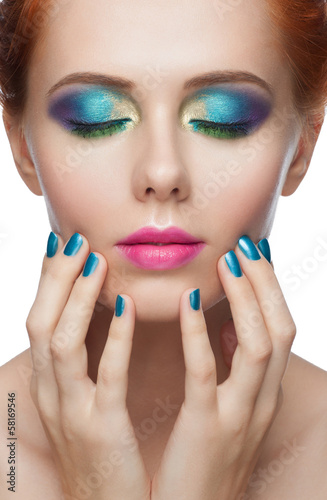 Woman with colorful makeup