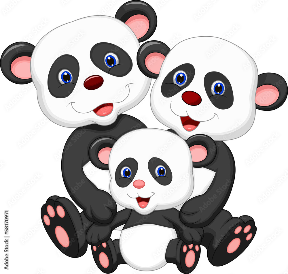 Obraz premium Panda bear family cartoon