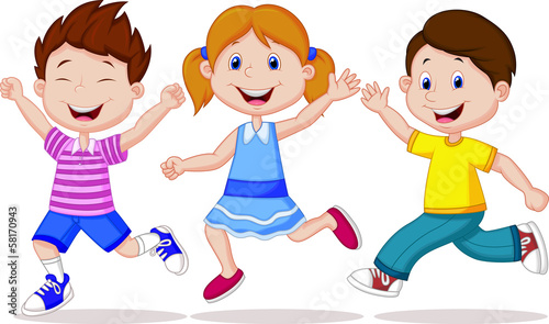Happy children running