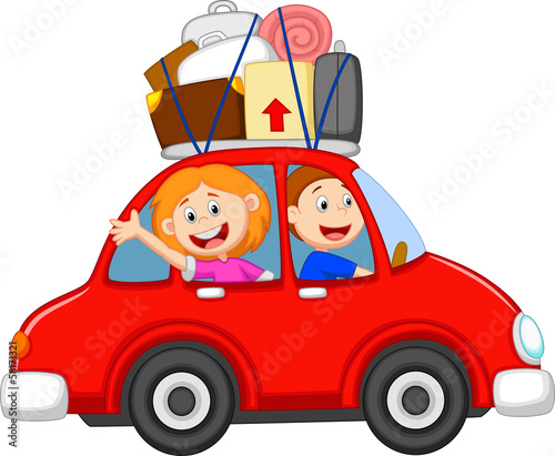 Family traveling with car