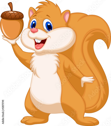 Squirrel cartoon with nut