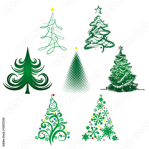 Set Weihnachtsbaum Stern Abstrakt Vektor