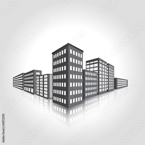 perspective of the city, the lights in the windows