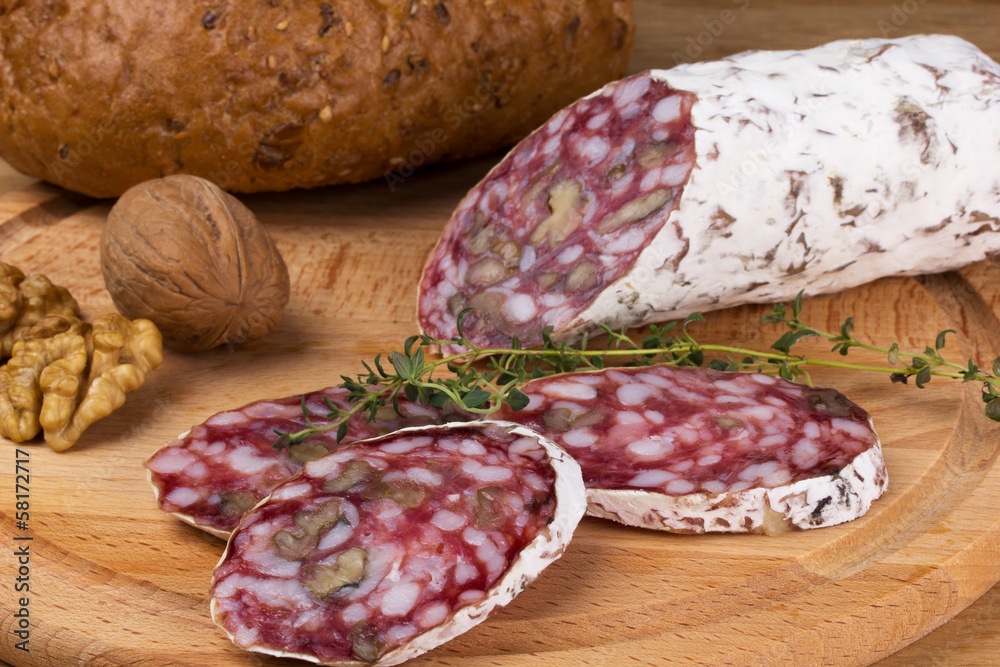 salami with walnuts and thyme bread salami with walnuts and thyme bread