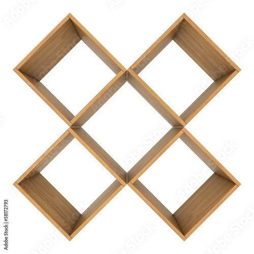 open wooden shelves with tilt