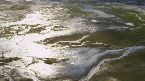 Aerial view of permafrost and glacial melt waters, Alaska