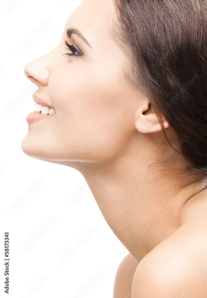 Profile portrait of woman, on white Profile portrait of woman, on white