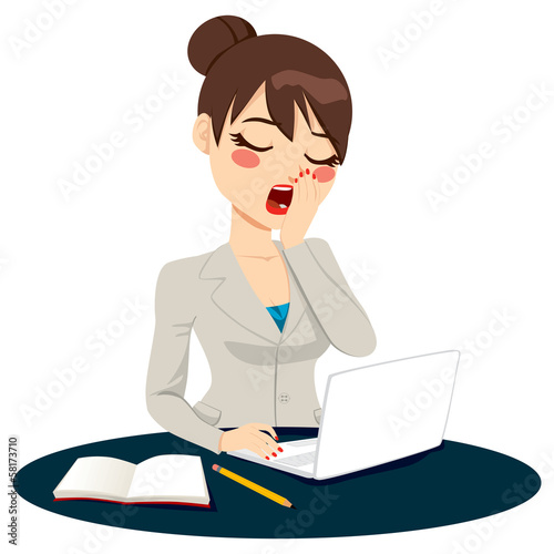 Exhausted Businesswoman Yawning