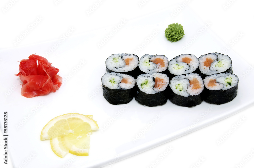 delicious seafood sushi at a Japanese restaurant delicious seafood sushi at a Japanese restaurant