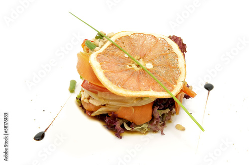 vegetable salad on a plate in a restaurant photo