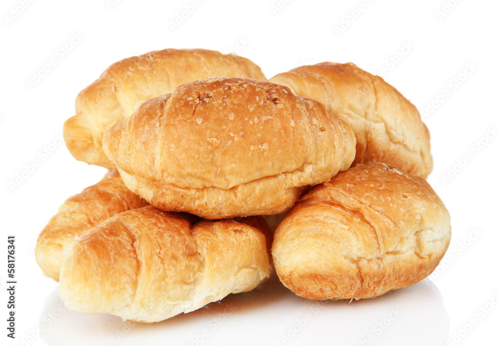Tasty croissants isolated on white