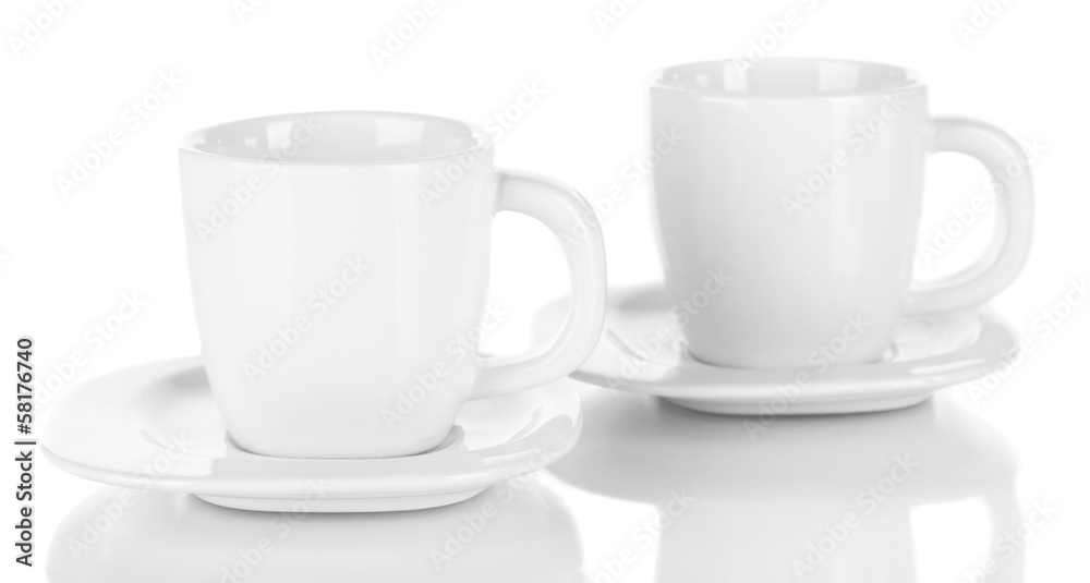 White cups isolated on white White cups isolated on white