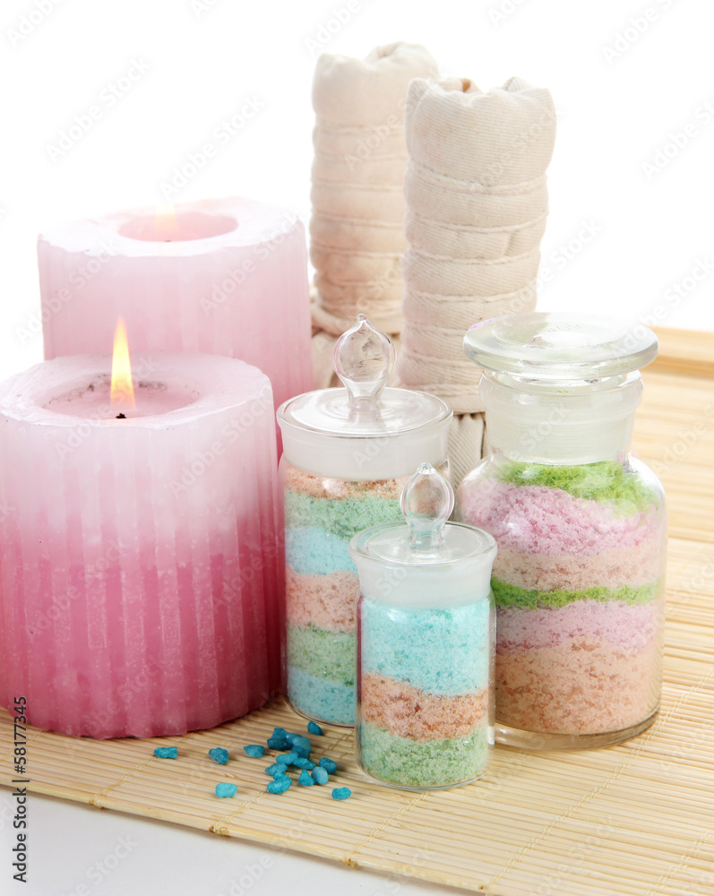Aromatic salts in glass bottles and herbal compress balls for Aromatic salts in glass bottles and herbal compress balls for