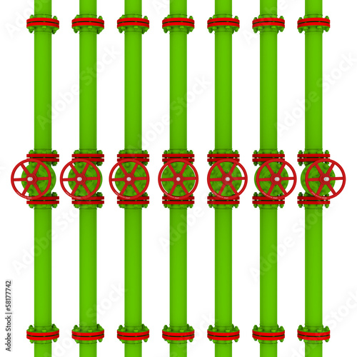 Green pipes and valves