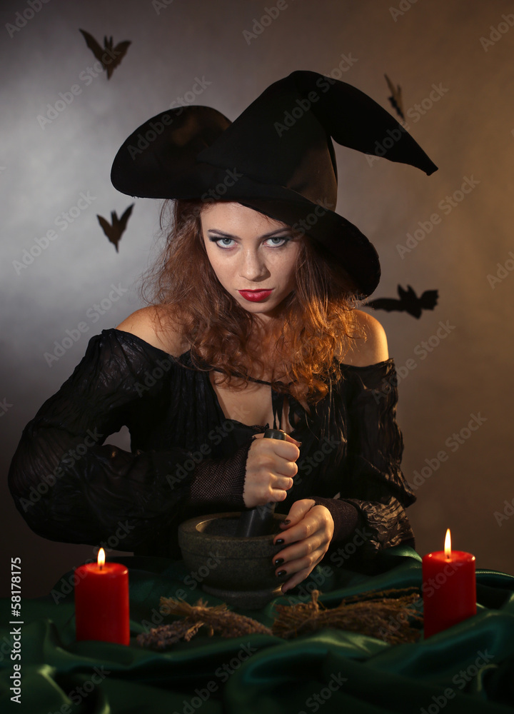 Halloween witch on dark background Halloween witch on dark background