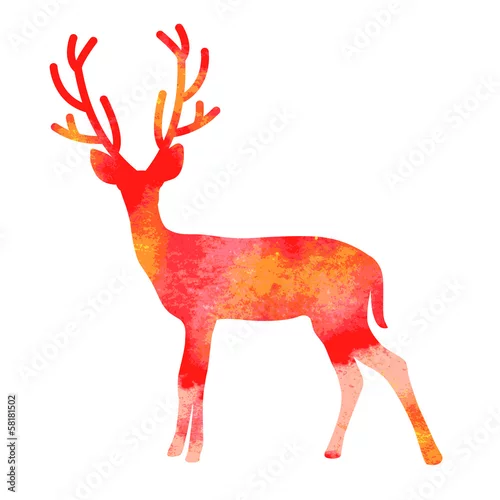 Naklejka na ścianę Wektor akwarela jelenia z rogami