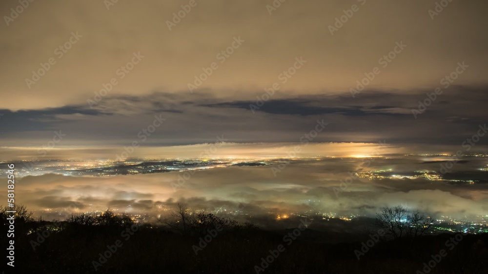 Foggy night over Varese city, Lombardy Foggy night over Varese city, Lombardy