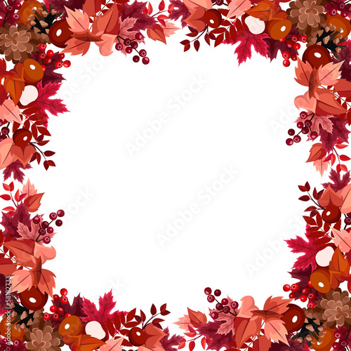 Autumn leaves frame. Vector illustration.