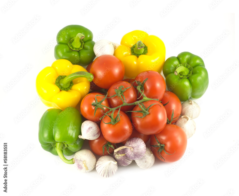 Many assorted ripe vegetables isolated close up