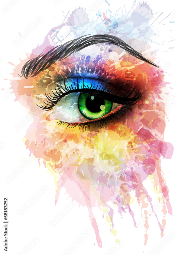 Plakat Oko z kolorowych plam