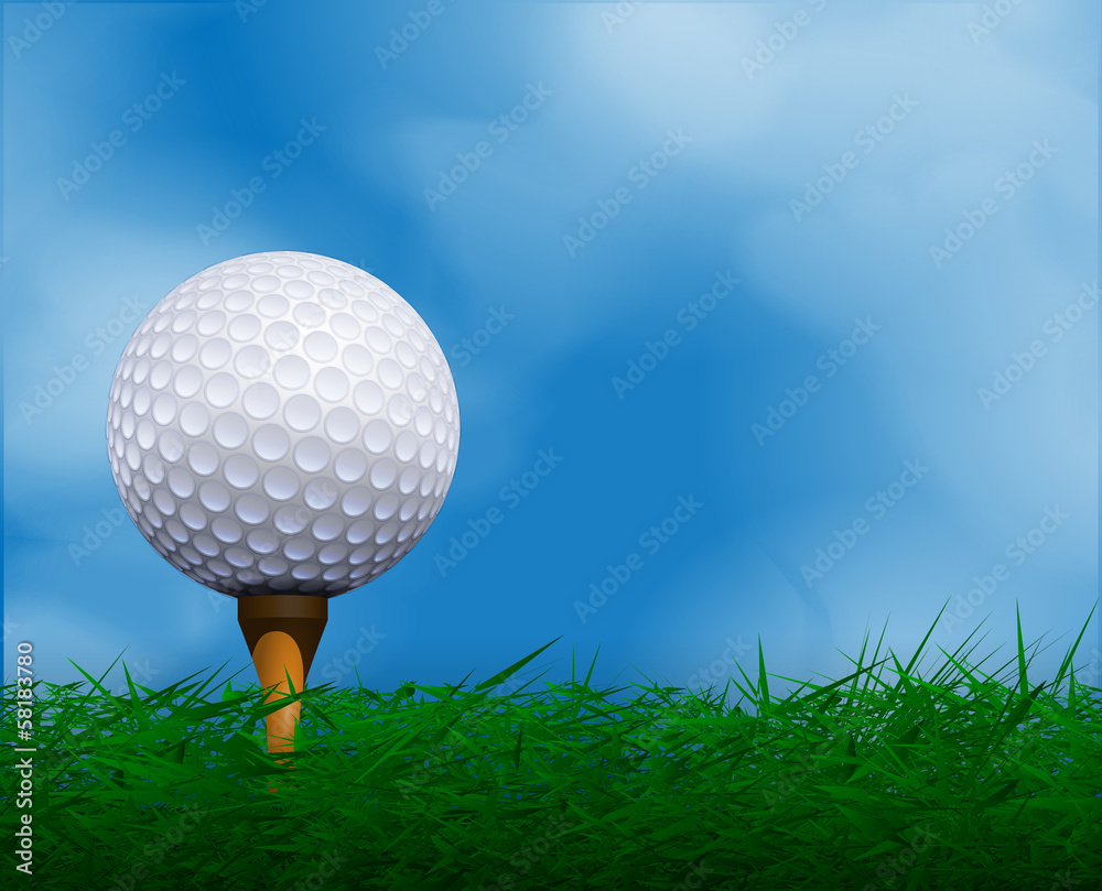 Golf ball in front of sky. Golf background. Golf ball in front of sky. Golf background.