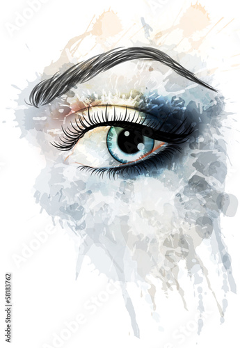 Eye made of watercolor splashes