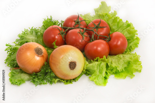 Fresh green salad  onion and tomatoes