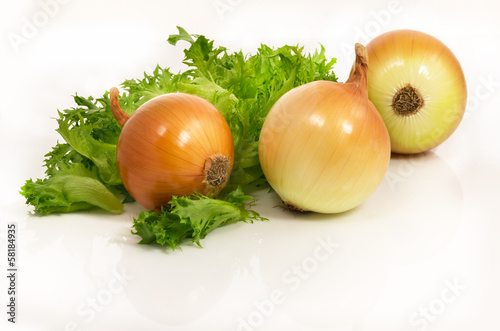 Fresh green salad and onion