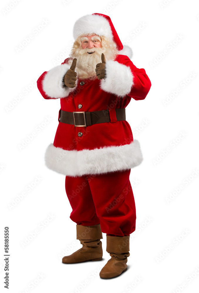 Santa Claus standing isolated on white background and thumbs up Santa Claus standing isolated on white background and thumbs up