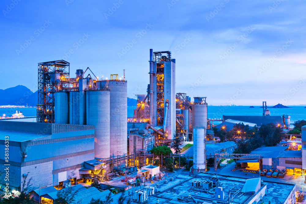 Power plant during sunset