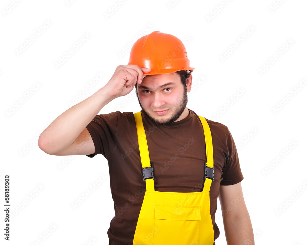 builder with helmet builder with helmet