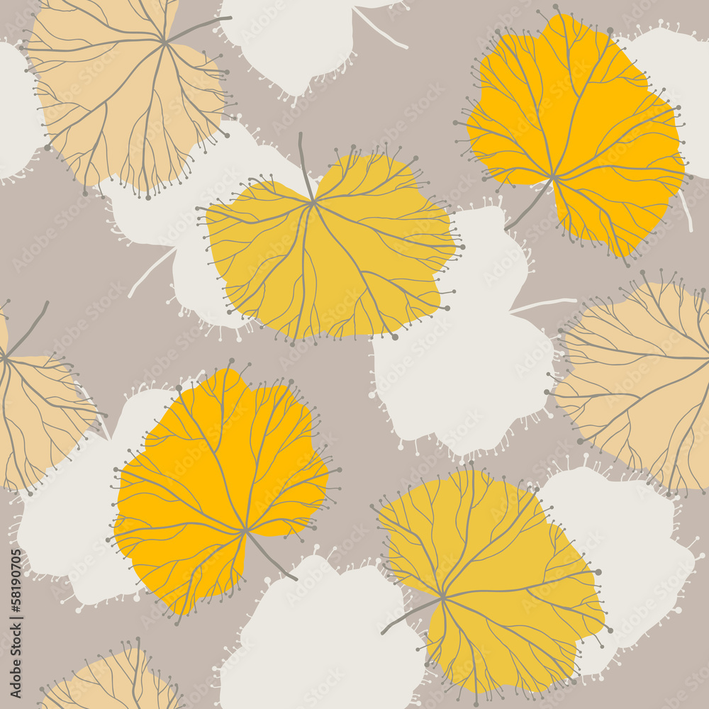 seamless pattern with bright autumn leaves