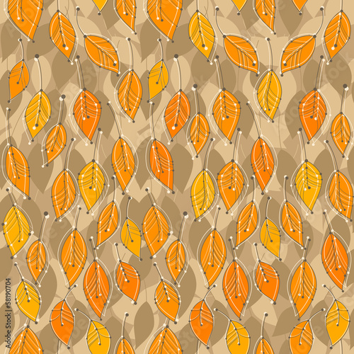 seamless pattern with bright autumn leaves