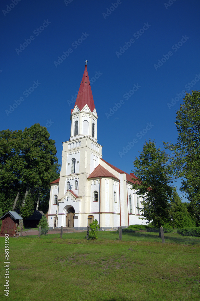 Lutheran old church in Latvian city Rucava