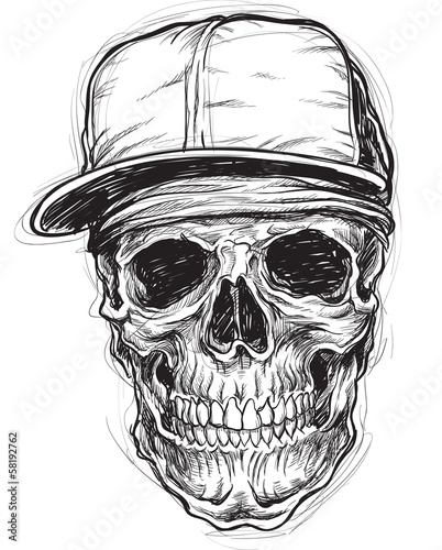 Sketchy Skull with Cap and Bandana