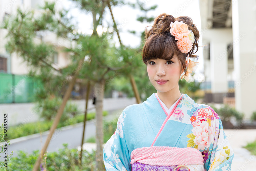 Beautiful asian kimono woman