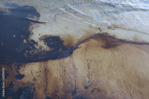 Gulf oil spill is shown on a beach