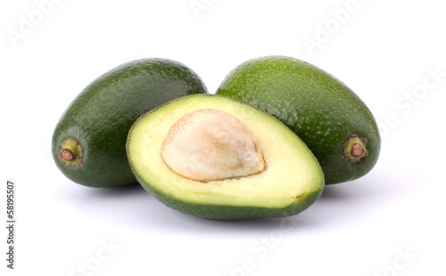 Fresh avocado fruit isolated on white background