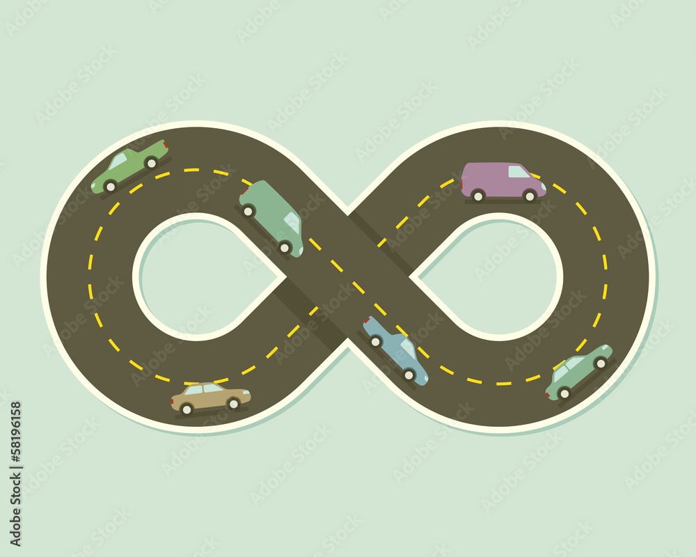 Paper road in shape of infinity. Vector illustration. Stock Vector