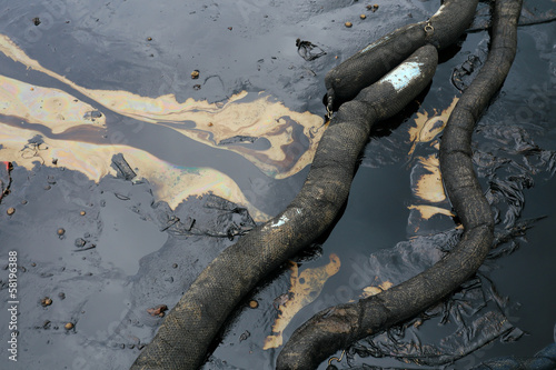 crude oil spill on the beach