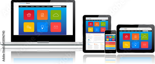 Website template on multiple devices